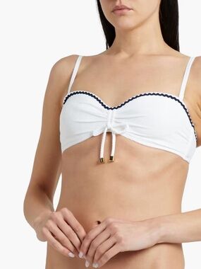 NWT Heidi Klein ‘Stretch-Pique Underwired Bikini Top’ in White Size XL = Size 10